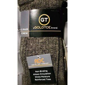 Gold Toe crew Sock 3 pack Of Mens Dress Socks Size 6-12.5